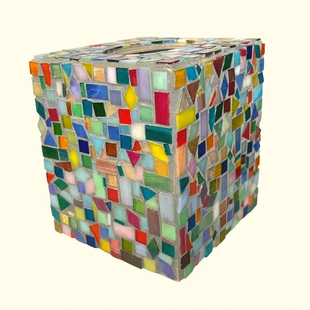 Handmade Mosaic Tile Tissue Box Cover Unisex OS Multi Bohemian Luxury Home Decor